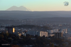 КМВ. Кисловодск. Вид на Эльбрус и район Минутка с Боргустанского хребта