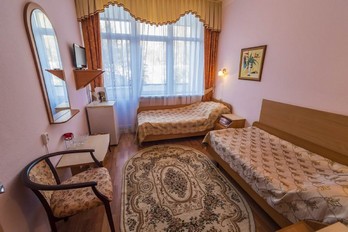 Спальная комната в номере двухместный однокомнатный первой категории в санатории Зори Ставрополья в городе Пятигорск